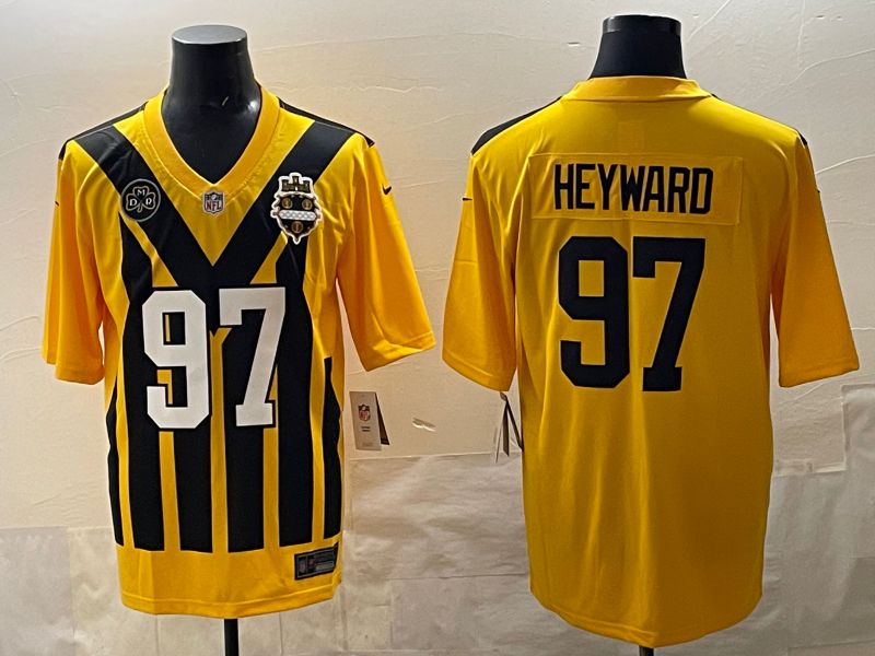 Men 2025 Pittsburgh Steelers #97 Heyward Yellow Retro Nike Limited NFL Jersey style 002->pittsburgh steelers->NFL Jersey